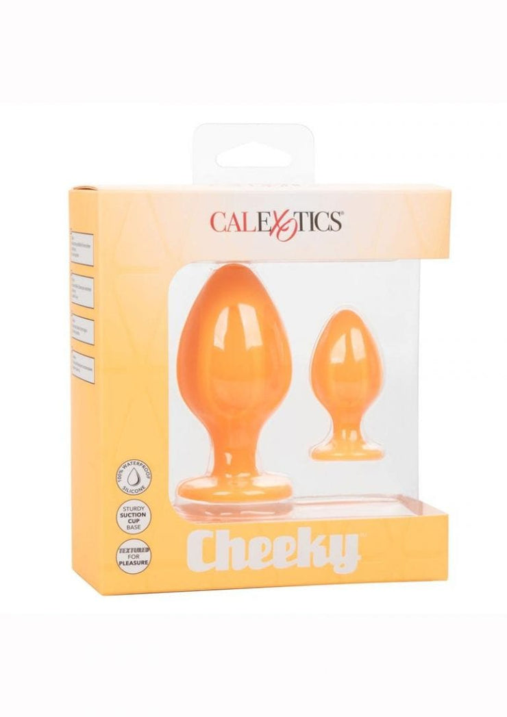 wholesale adulttoys Anal Cheeky Silicone Textured Anal Plugs Large/Small (Set of 2) – Orange