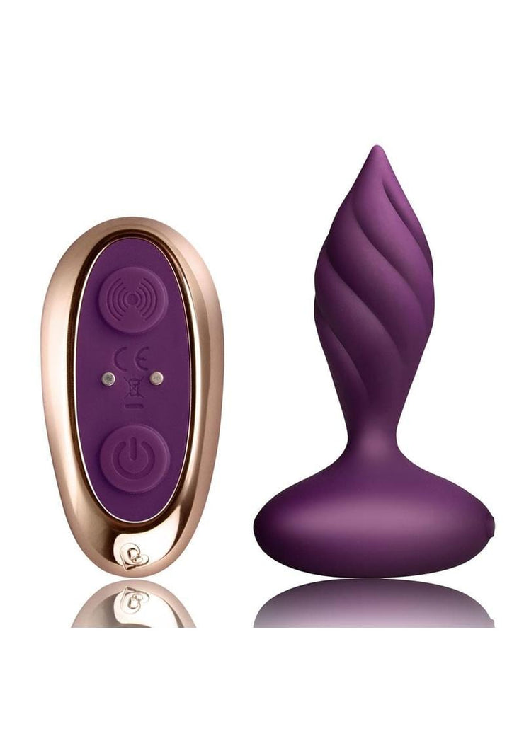 wholesale adulttoys Anal Desire Rechargeable Silicone Anal Plug with Remote Control – Purple/Rose Gold