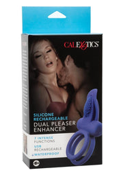wholesale adulttoys cock ring CalExotics Silicone Rechargeable Dual Pleasure Enhancer Cock Ring – Blue