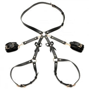 sex toy distributing.com Erotic Clothing Black Bondage Thigh Harness with Bows - XL/2XL
