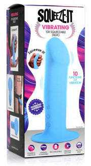 sex toy distributing.com vibrator 10X Squeezable Vibrating Dildo - Blue
